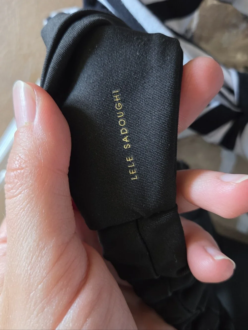 NWT Lele Sadoughi Set of 2 Betty Headbands Black & White Bow Stretch